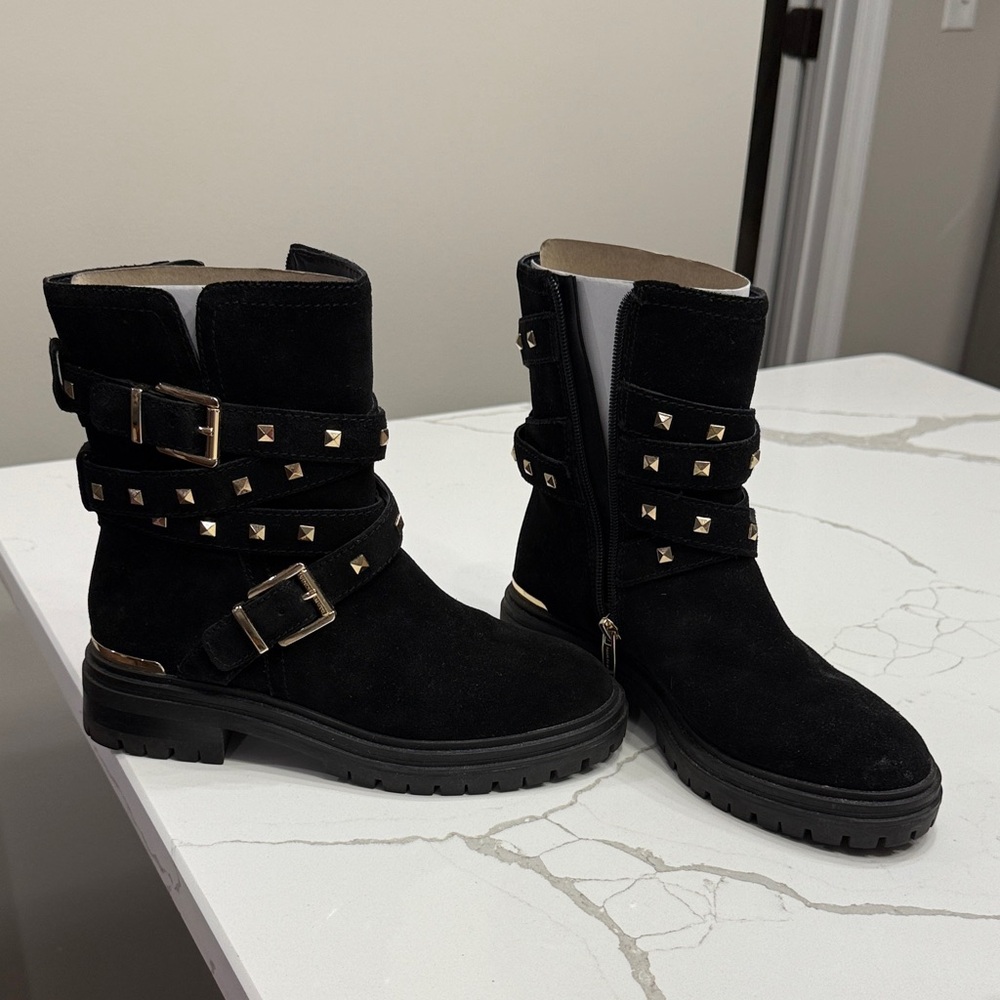 Vince Camuto Black Studded Moto Boots